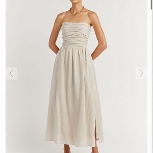 NWT DISSH LEXI NATURAL LINEN MIDI DRESS